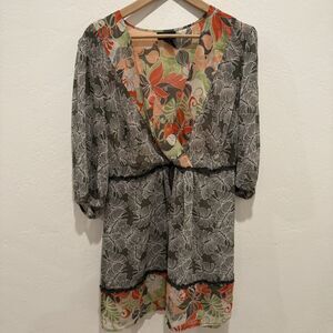 Lane Bryant Womens Blouse Plus 18/20 Floral Sheer Lightweight VNeck Top